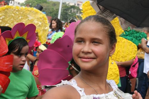 Mergaitė, Veidas, Vaikas, Karnavalas, Šypsena, Guacara, Venezuela