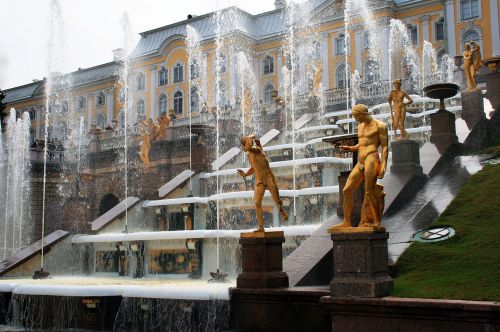 Peterhof,  Sodai,  Fontanai,  & Nbsp,  Petersbergas,  Kaskadiniai Laiptai Ir Fontanai