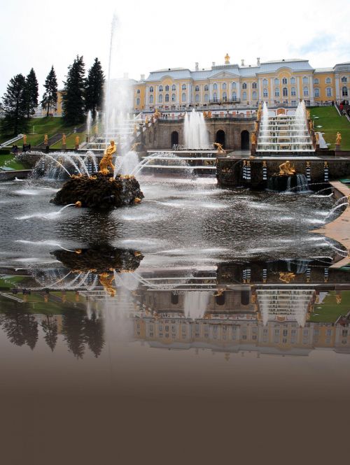Fontanai,  Laiptai,  Peterhof,  & Nbsp,  Petersbergas,  Kaskadinis Laiptų Atspindys