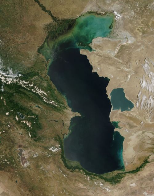 Kaspijos Jūra, Palydovinė Nuotrauka, Oro Vaizdas, Žemėlapis, Palydovinis Vaizdas, Geografija, Jūra