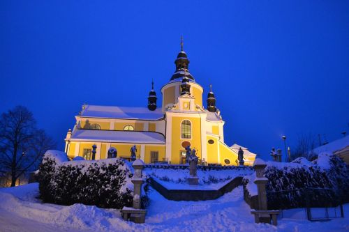 Bažnyčia, Žiema, Dangus, Chlum U Třeboně, Pietų Bohēma