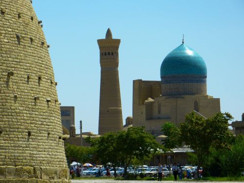 Pilies Siena, Arka, Miesto Vaizdas, Minaretas, Kupolas, Kalono Mečetė, Bukhara, Uzbekistanas
