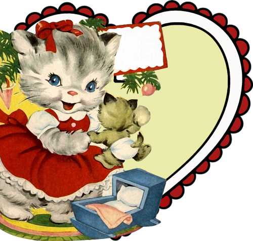 Katė, Gata, Kačiukas, Kačių, Naminis Gyvūnėlis, Gyvūnai, Naminiai Gyvūnai, Šuniukas, Mielas, Kalėdos, Širdis, Kalėdinis Ornamentas, Kalėdinis Atvirukas, Žavinga, Lopšys