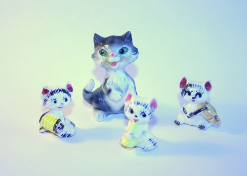 Katė,  Figūrėlė,  Žaislas,  Porcelianas,  Vintage,  Kačių,  Orkestras,  Linksma,  Džiaugsmas