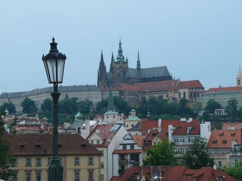 Katedra, Prague, Miesto Vaizdas, Žibintas, Miestas, Stogas