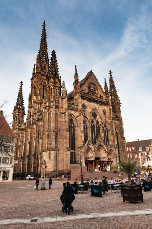 Katedra, Mühlhausen, Alsace, France, Architektūra, Senamiestis, Garbinimo Namai, Bažnyčia, Pastatas, Viduramžiai