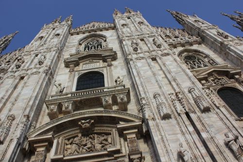 Katedra, Fasadas, Duomo, Milanas, Architektūra, Paminklas, Perspektyva, Bažnyčia