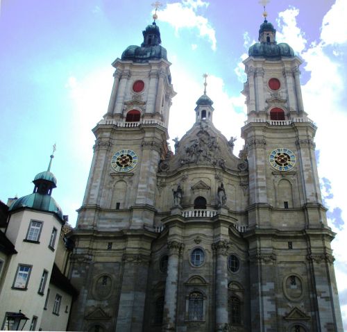 Katedra, Vienuolyno Bažnyčia, Rytinė Pusė, Statybos Menas, Architektūra, Senamiestis, St Gallen, Šveicarija