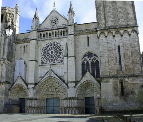 Katedros Priekis, Prancūzų Katedra, Vaizdingos Bažnyčios, Akmens Drožyba, Poitiers Katedra, France