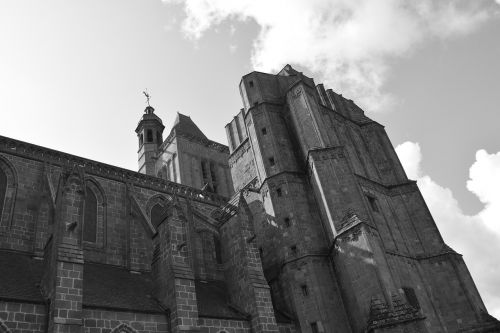Katedra Dol De Bretagne, Nuotrauka Juoda Balta, Religiniai Paminklai, Katedra, Architektūra, Brittany, Sienų Akmens Drožyba, Paveldas, Religinis Paminklas