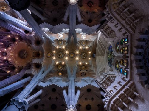 Lubos, Katedra, Sagrada Família, Barcelona, Katalonija, Viduje, Bažnyčia, Struktūra, Katedros Lubos, Perspektyva, Viduje Katedra, Medžiagos, Šviesa, Statyba, Architektūra, Stulpai