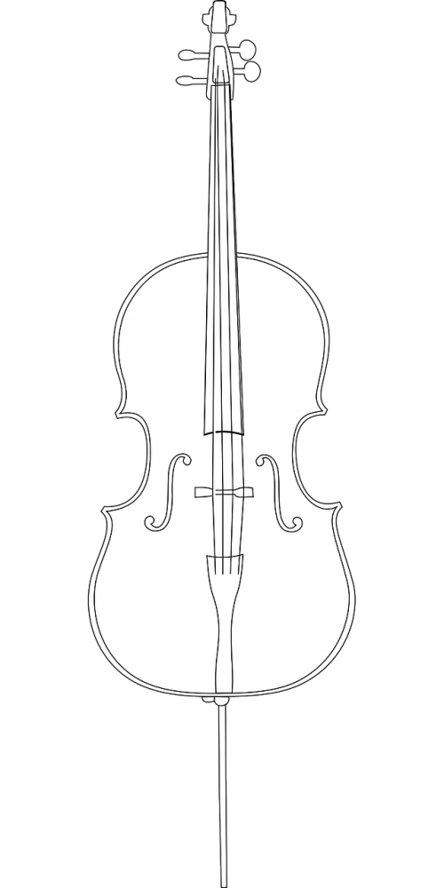Violončelė, Instrumentas, Eilutė, Muzika, Nusilenkęs, Kontūrai, Stovintis, Nemokama Vektorinė Grafika