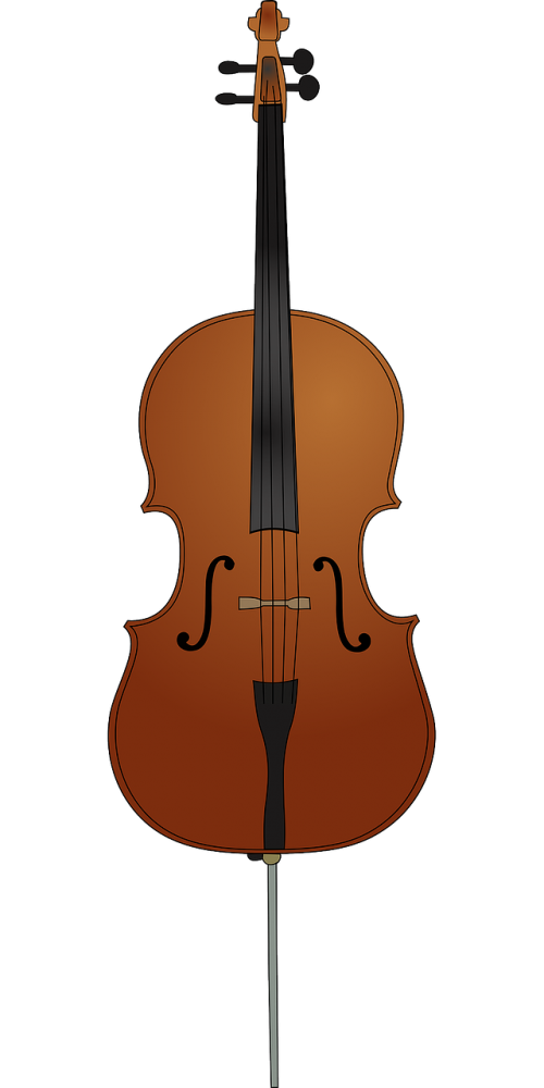 Violončelė, Instrumentas, Eilutė, Stovintis, Muzika, Ruda, Medinis, Nemokama Vektorinė Grafika