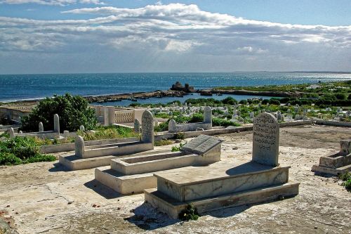 Kapinės, Mahdia, Tunisas, Viduržemio Jūros, Dangus, Vanduo, Jūra, Kapinės