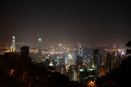 Centrinis Honkongas, Naktinis Vaizdas, Didelis Miestas