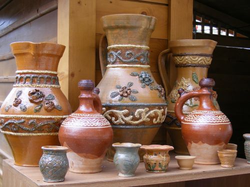 Keramika, Molis, Amatininkai, Liaudies, Gorj, Ąsočiai, Dažytos, Puodai, Keramika, Romanija, Târgu Jiu, Tîrgu Jiu, Menai
