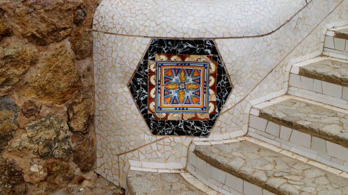 Keramika-Trenkadis, Kopėčios, Fragmentas, Plytelės, Laiptai, Katalonija, Barcelona, Parkas