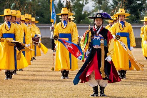Ceremonija, Pietų Korejietis, Pagarba, Apsauga, Dėmesio, Asian, Įvykis, Peržiūra, Tradicija