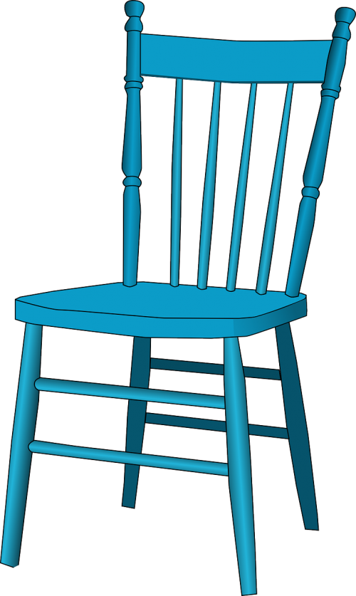 Kėdė, Mėlynas, Senovinis, Baldai, Virtuvė, Baras, Mediena, Medinis, Nemokama Vektorinė Grafika