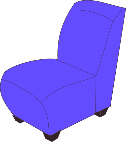 Kėdė, Be Rankos, Mėlynas, Sėdėti, Laisvai Pastatomos, Minkštas, Nemokama Vektorinė Grafika
