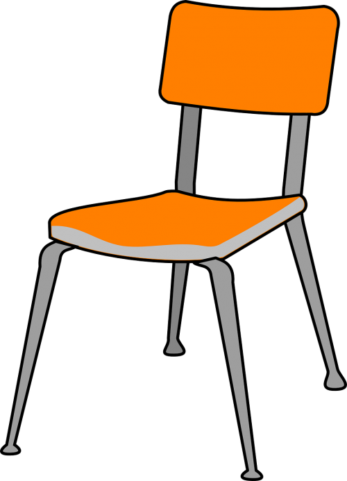 Kėdė, Plastmasinis, Baldai, Izoliuotas, Šiuolaikinis, Biuras, Mokykla, Oranžinė, Nemokama Vektorinė Grafika