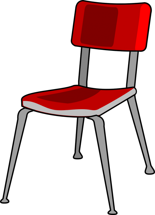 Kėdė, Raudona, Metalas, Mokykla, Biuras, Nemokama Vektorinė Grafika