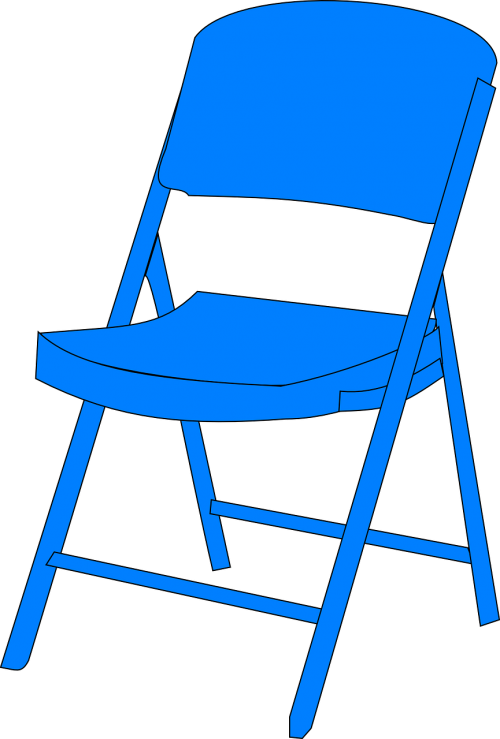 Kėdė, Lankstymas, Veja, Mėlynas, Metalas, Plastmasinis, Nemokama Vektorinė Grafika