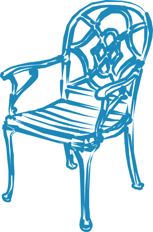 Kėdė, Mėlynas, Baldai, Sėdynė, Keturi, Kojos, Patogus, Sėdimosios Vietos, Tuščia, Nemokama Vektorinė Grafika