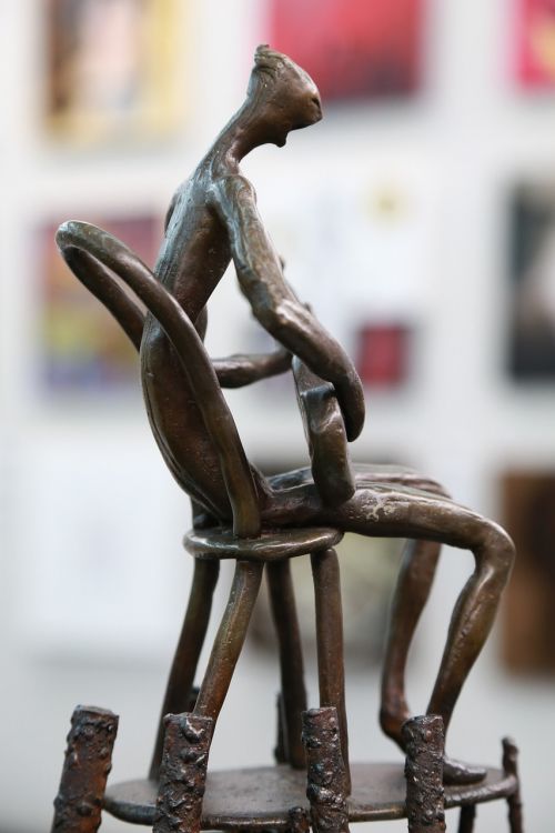 Kėdė, Žmonės, Vienas, Statula, Metalas, Menas