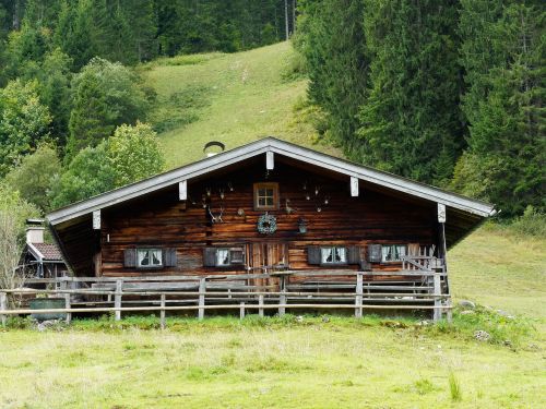 Chalet, Kalnas, Alpės, Namas, Pieva, Shed, Kaimiškas, Fasadas