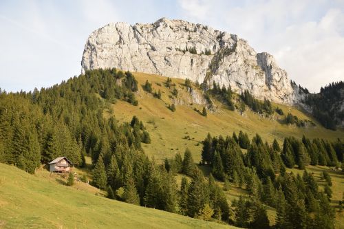 Chalet, Kalnas, Pieva, Alpės, Haute Savoie, Gamta, Kraštovaizdis