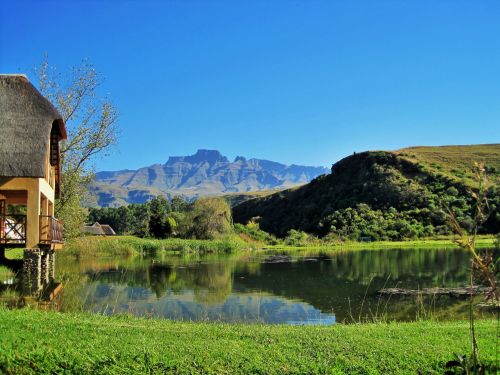 Drakensbergas,  Tvenkinys,  Vanduo,  Žalias,  Chalet,  Namelis Tvenkinyje,  Drakonas Viršūnių Parkas