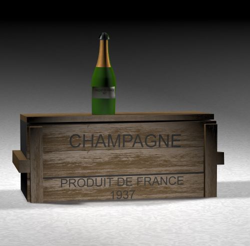 Šampanas, Butelis, Dėžė, Mediena, Putojantis Vynas, Gerti, France