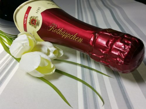 Šampanas, Rotkäppchen, Širdis, Romantika, Gėlės, Valentino Diena, Meilė, Fonas, Butelis, Alkoholis