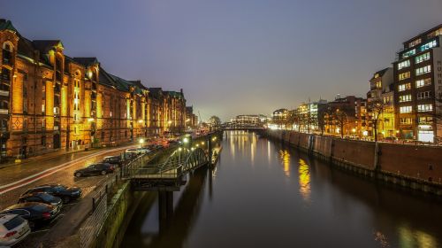 Kanalas, Vandenys, Kelionė, Upė, Miestas, Hamburgas, Speicherstadt, Architektūra, Žibintai, Atspindys