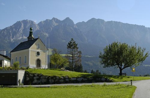 Koplyčia, Kalnai, Austria, Tyrol, Walchsee, Rettenschöss, Rokas, Kraštovaizdis