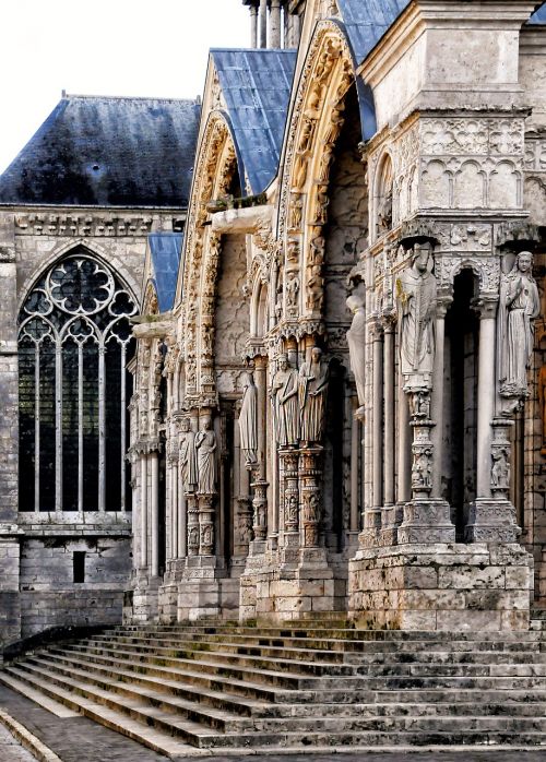 Chartres, Katedra, Veranda, Portalas, Apaštalai, Statulos Stulpelis, France