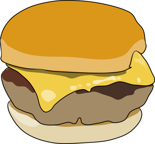 Cheeseburger, Mėsainis, Mesainis, Nesveika, Šiukšlių, Greitas Maistas, Sumuštinis, Jautiena, Sūris, Nemokama Vektorinė Grafika