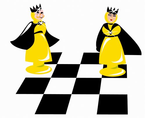 Šachmatai,  Fantazija,  Karalius,  Karalienė,  Romantizmas,  Juoda,  Balta,  Geltona,  Iliustracija,  Šachmatai