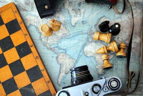 Šachmatai, Fotoaparatas, Pasaulio Žemėlapis