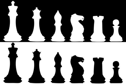 Šachmatai, Šachmatų Figūros, Šachmatų Figūrėlė, Šachmatų Rinkinys, Juoda, Balta, Izoliuotas, Fonas, Siluetas, Siluetai, Menas, Riteris, Karalius, Karalienė, Vyskupas, Pėstininkas, Pilis, Vaizdas, Žaidimas, Stalo Žaidimas, Simboliai, Piktogramos, Arklys