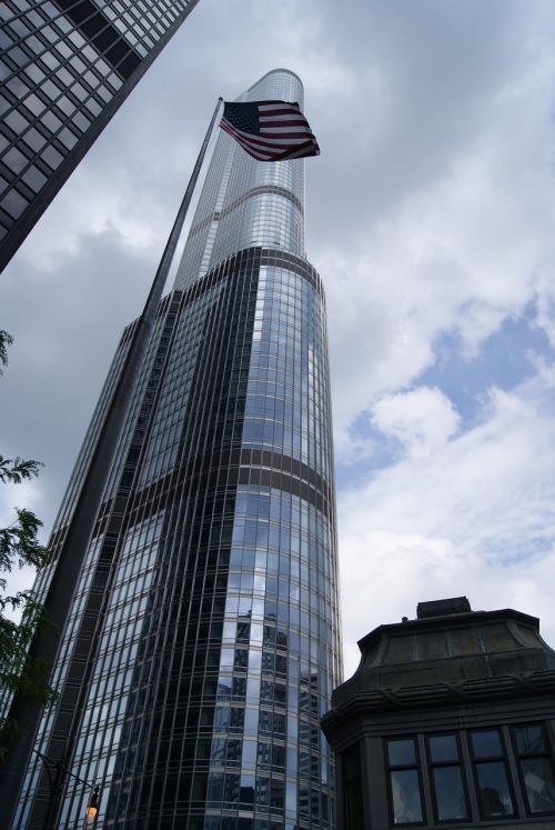 Čigonai, Trumpasis Bokštas, Architektūra, Dangoraižis, Chicago Skyline, Amerikos Vėliava, Amerikietis, Dangus