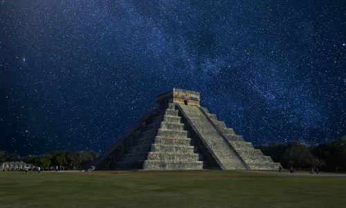 Chichen Itza, Meksika, Piramidė, Piramidė Meksike, Paukščių Takas, Naktis Chichen Itza, Naktis, Mayans, Archeologija, Archeologinis Saitas
