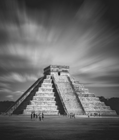 Chichen Itza,  Meksika,  Piramidė,  Mayans,  Archeologija,  Architektūra,  Archeologinis Saitas,  B W,  Be Honoraro Mokesčio