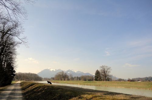 Chiemgau, Kalnai, Tirolio Uardas, Upė, Mėlynas Dangus, Kraštovaizdis