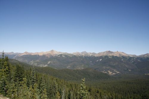 Chilcotino Kalnai, Kanada, Tolimas Vaizdas, Mėlynas Dangus, Kalnai