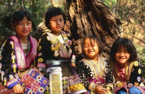 Vaikai, Chiang Mai, Tailandas, Kostiumas, Laimingas