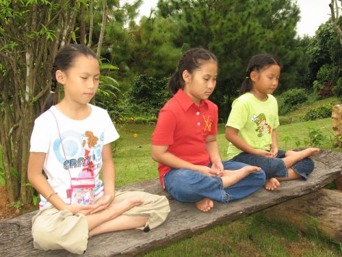 Vaikai, Budistams, Stendas, Speciali Sėdynė, Medituoti, Tailandas, Berniukai, Mergaitės, Asian, Asija, Tajų, Meditacija, Jaunas, Žmonės