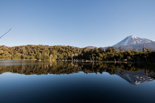 Čile, Region De La Araucania, Conguillío Nacionalinis Parkas, Llaima, Moutains, Atspindys, Ežeras, Kraštovaizdis