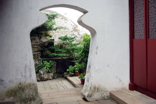 Kinija, Suzhou, Durys, Architektūra, Durų Vaza, Sodas, Bonsai, Tradicija